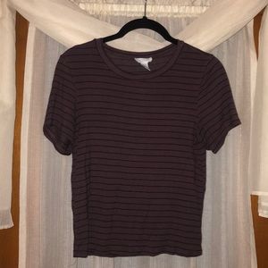 Purple and Black Striped Top